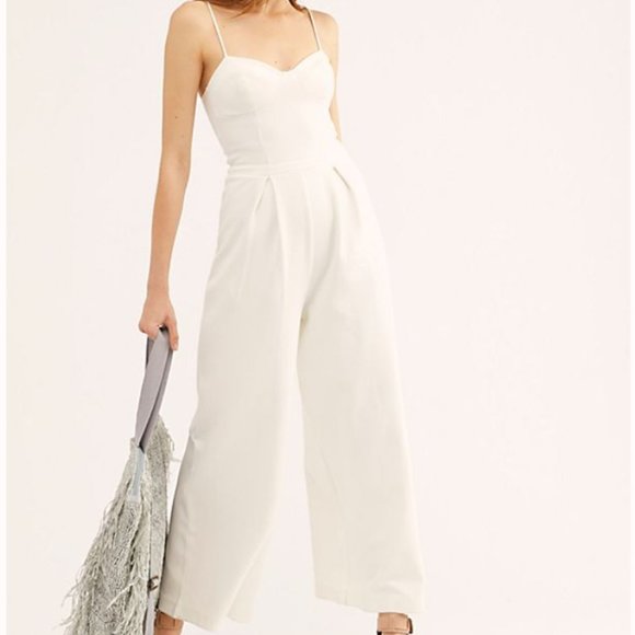 Free People Pants - Free People Ava White Textured Jumpsuit